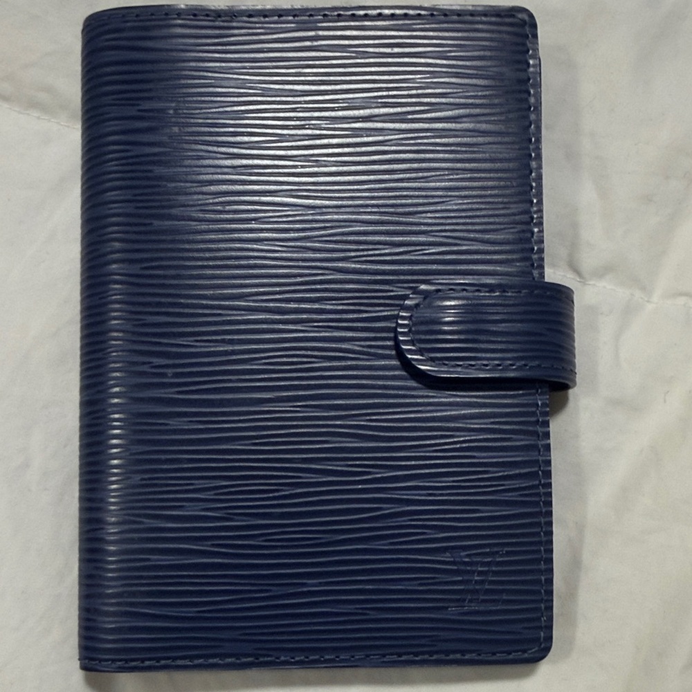 Louis Vuitton Navy Epi Leather Agenda Cover with Snap Tab